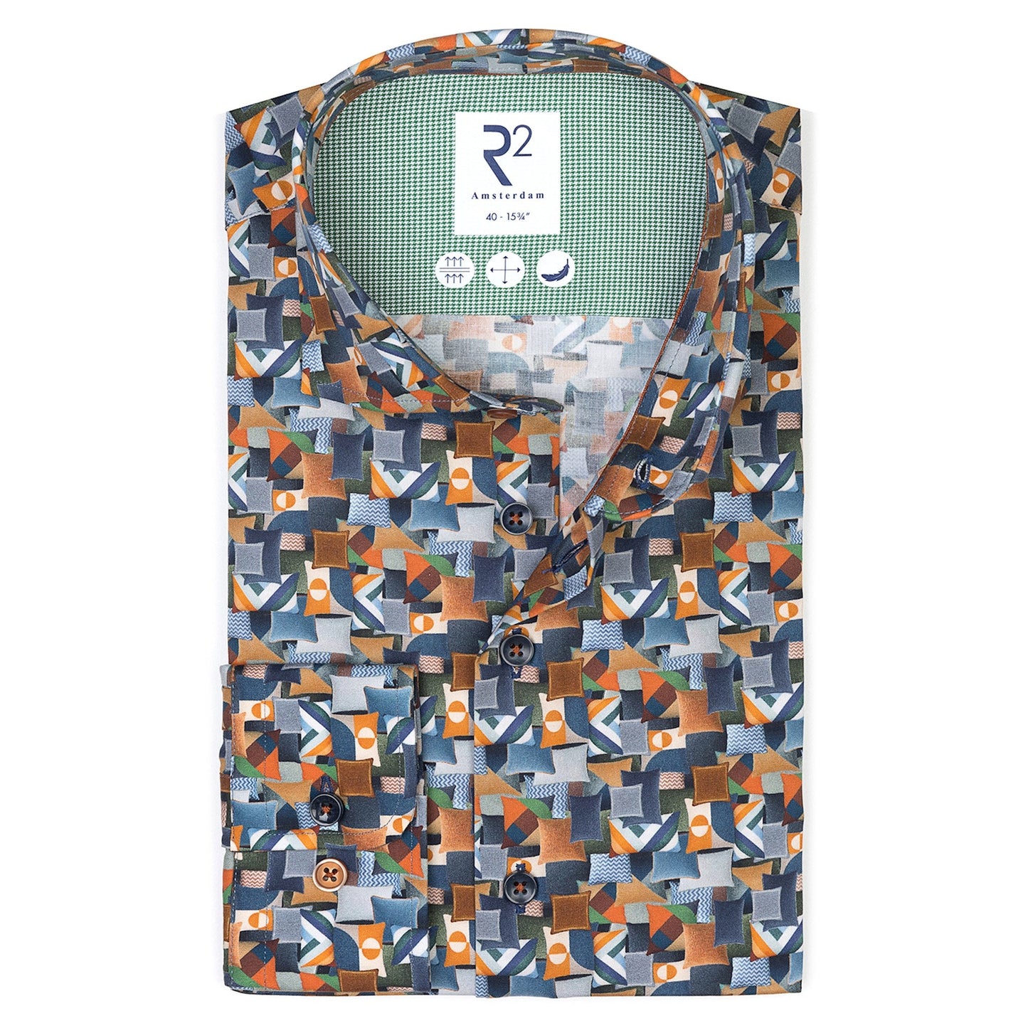 R2 Amsterdam Pillow Print Cotton Stretch Shirt