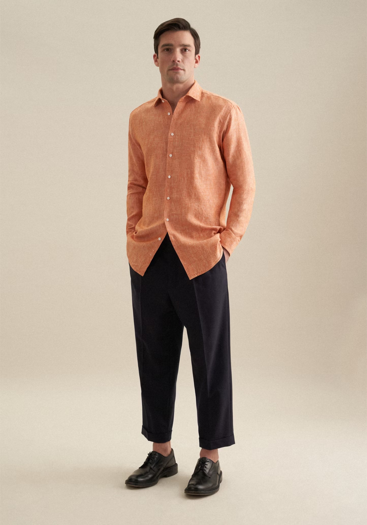 Seidensticker L/S Pure Linen Regular Fit Shirt Orange