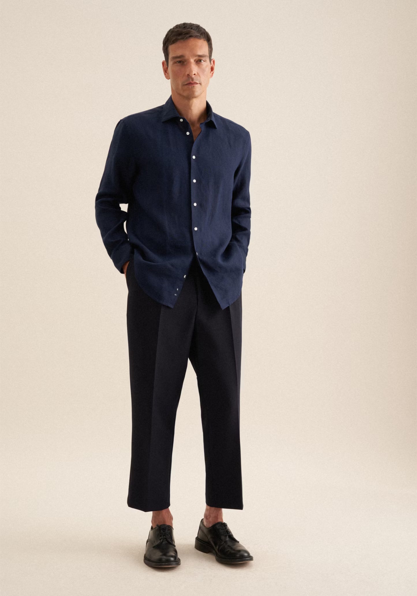 Seidensticker L/S Pure Linen Regular Fit Shirt Navy
