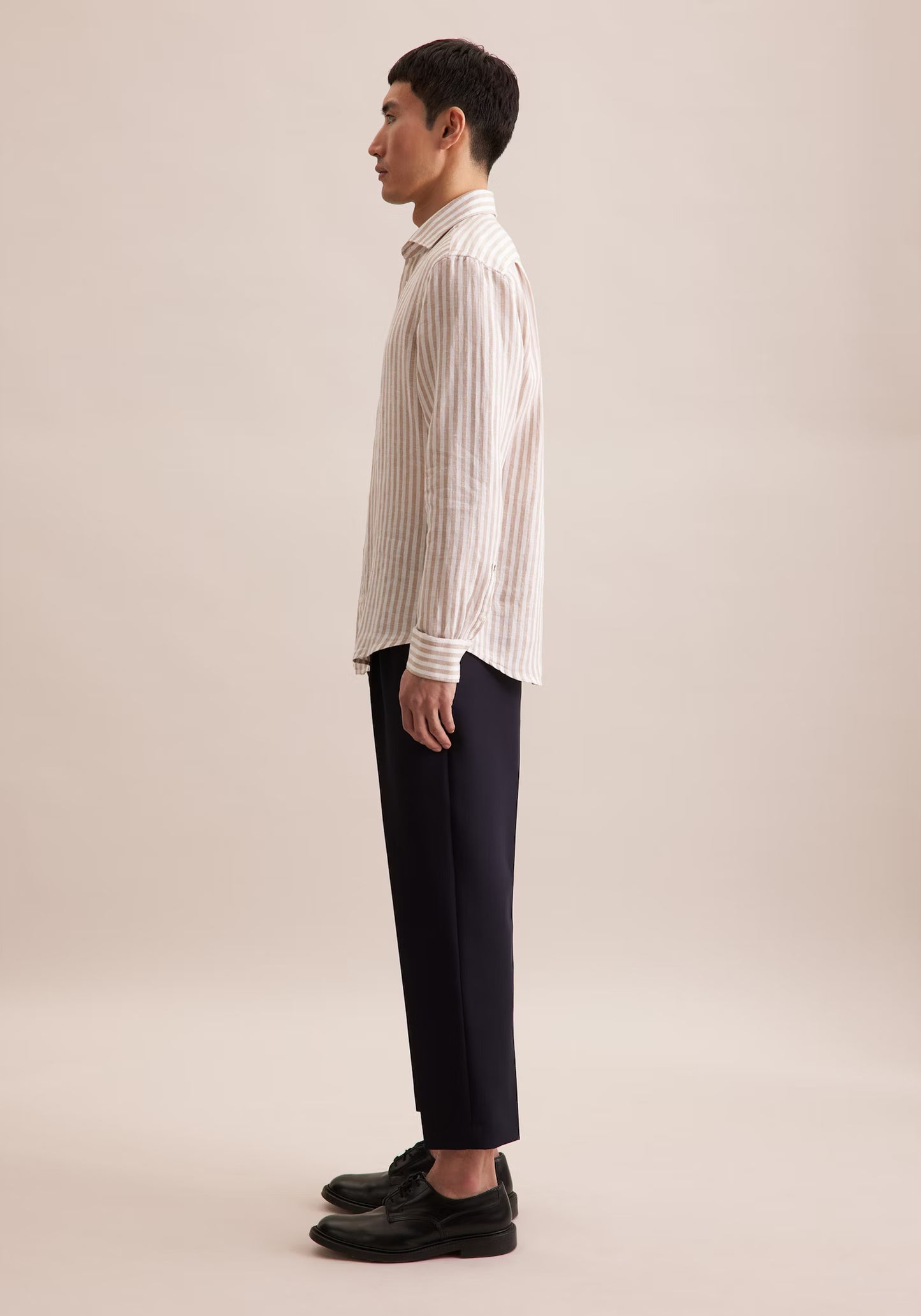 Seidensticker L/S Pure Stripe Linen Regular Fit Shirt Beige