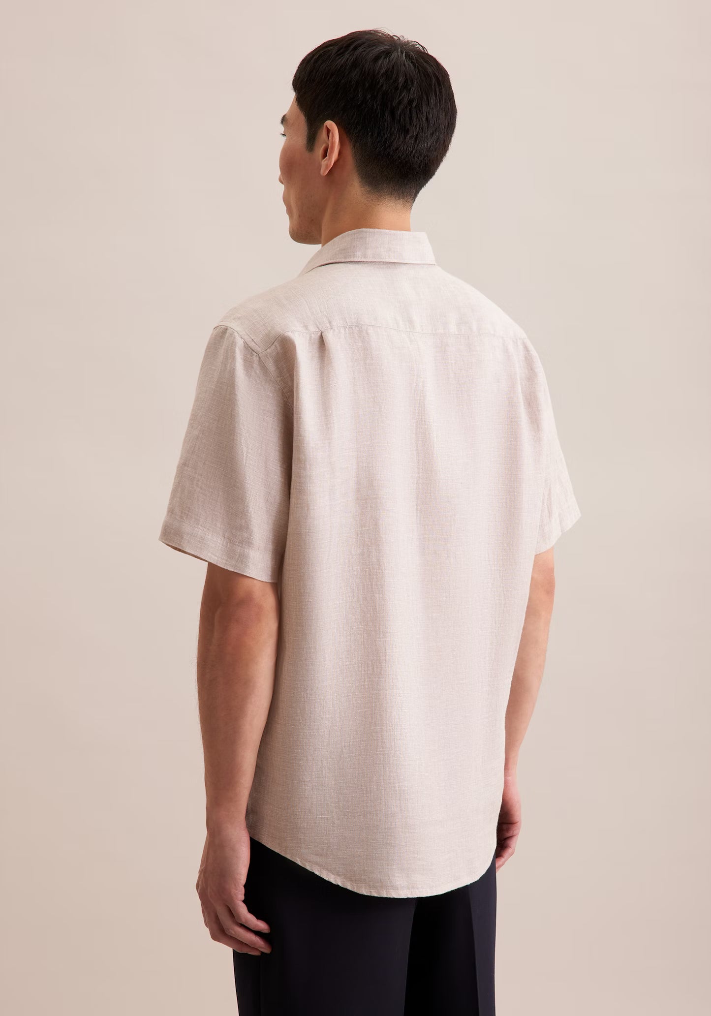 Seidensticker S/S Pure Linen Regular Fit Shirt Sand
