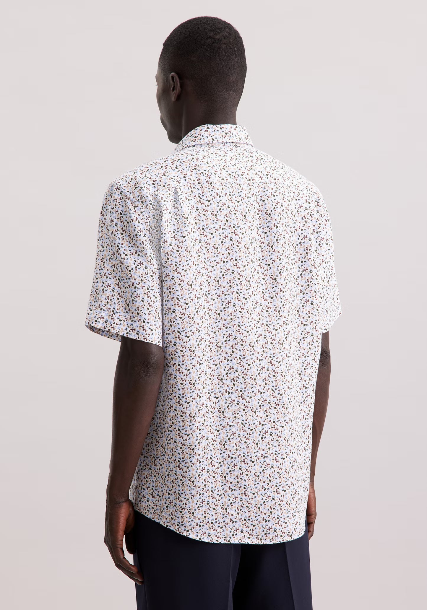 Seidensticker S/S Pure Linen Floral Print Regular Fit Shirt White