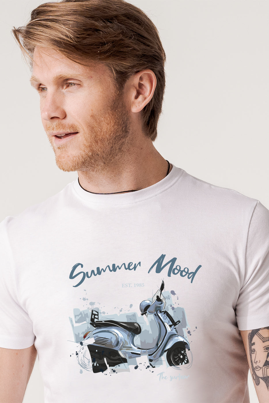 The Surf Car Jersey Short Sleeve Vespa T-Shirt | Made in Spain Cotton