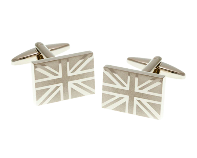 Union Jack silver Etched cufflinks