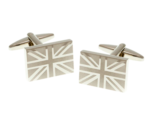 Union Jack silver Etched cufflinks