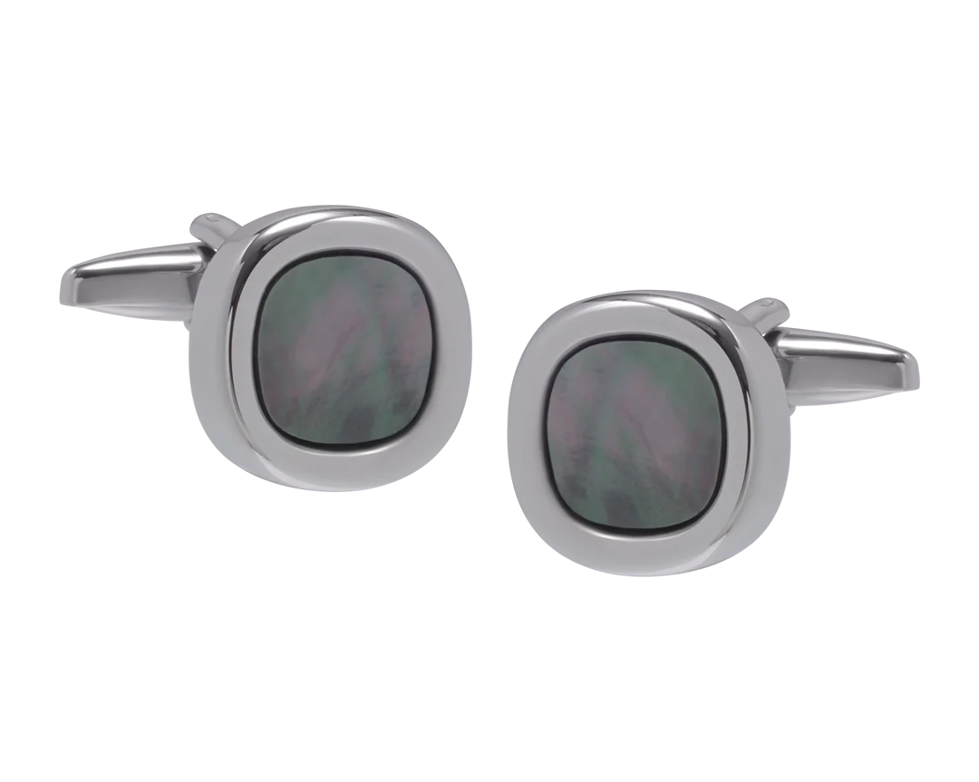 Elizabeth Parker Squircle Smokey Mother of Pearl Cuff Links