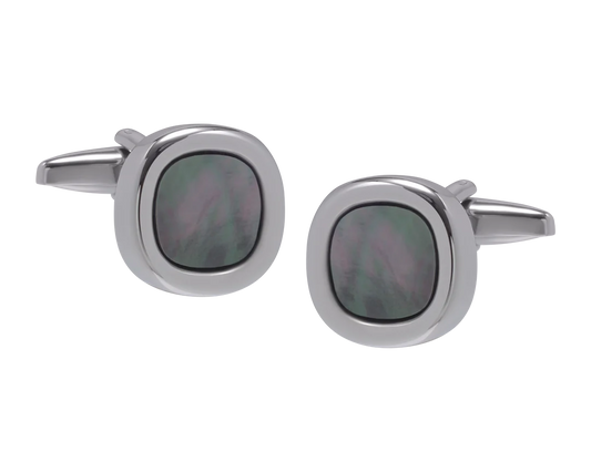 Elizabeth Parker Squircle Smokey Mother of Pearl Cuff Links