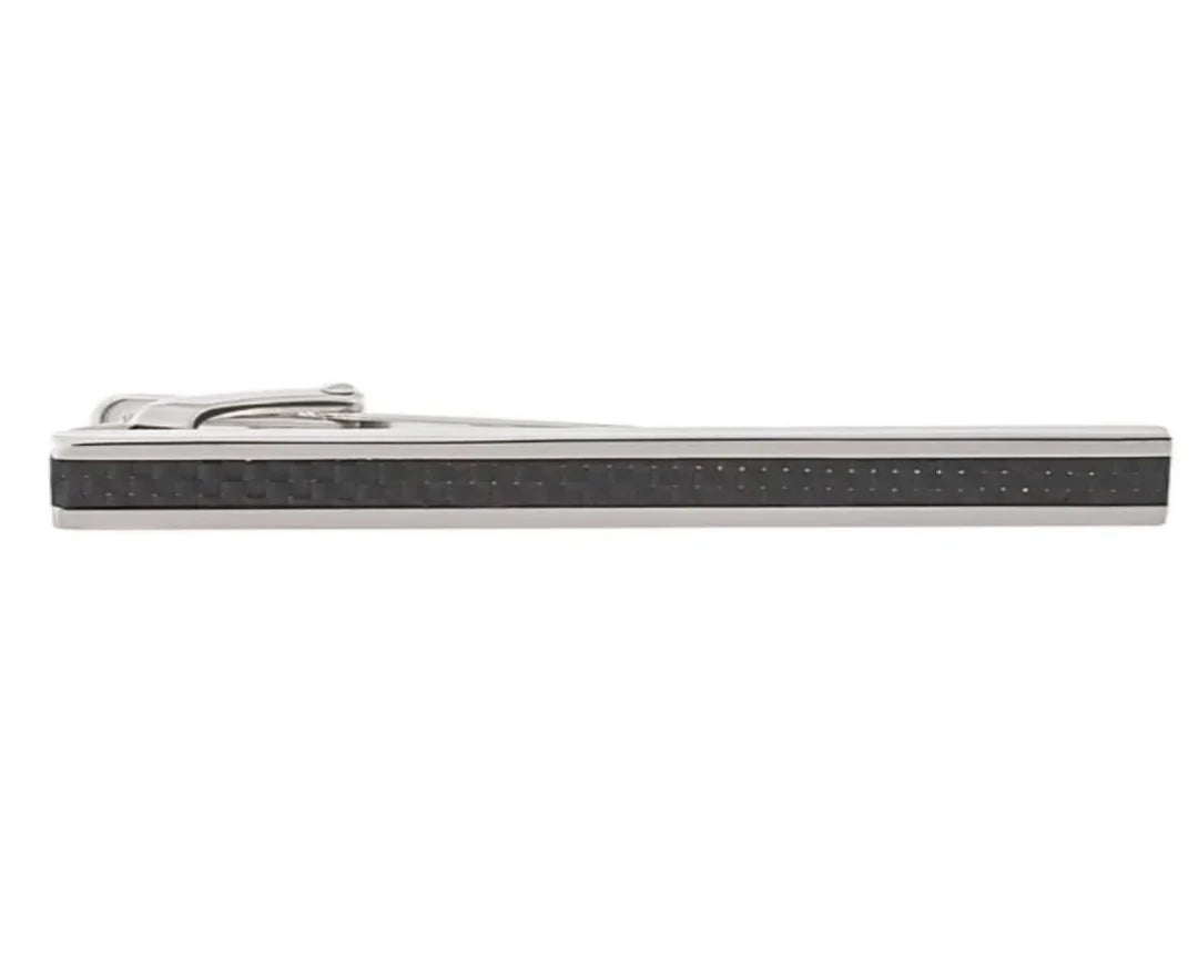 silver black tie bar on white background