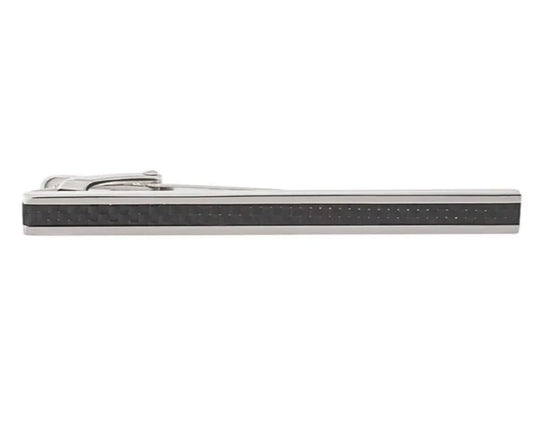 silver black tie bar on white background