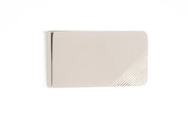 Rectangular money clip with a subtle pattern on a white background