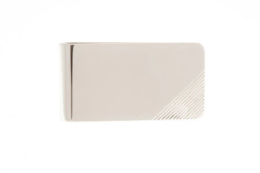 Rectangular money clip with a subtle pattern on a white background