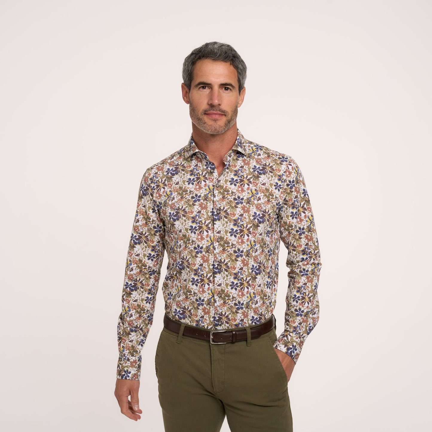 R2 Amsterdam L/S Floral Print Shirt - Mens Den