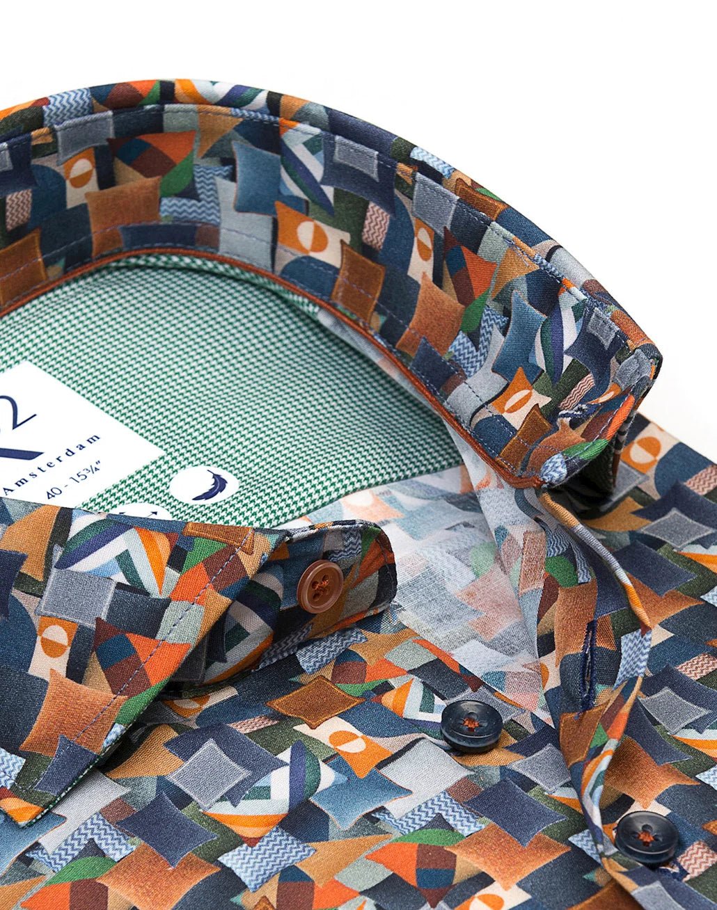 close up Print Cotton dfress Shirt on white background