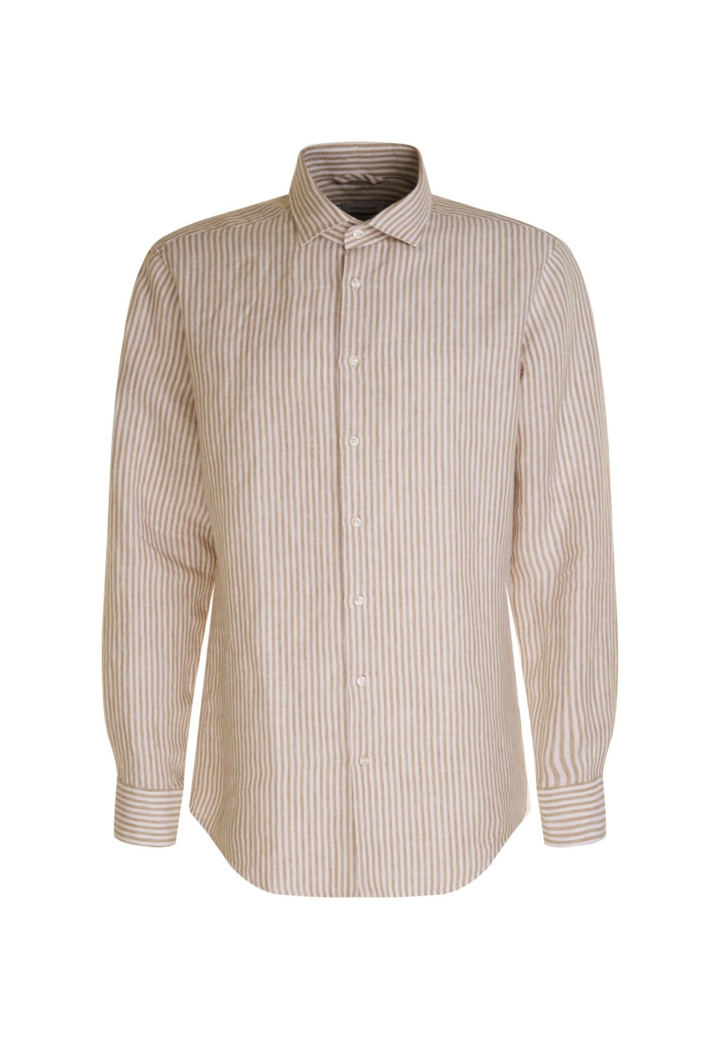 Seidensticker L/S Stripe Pure Linen Regular Fit Shirt Beige - Mens Den