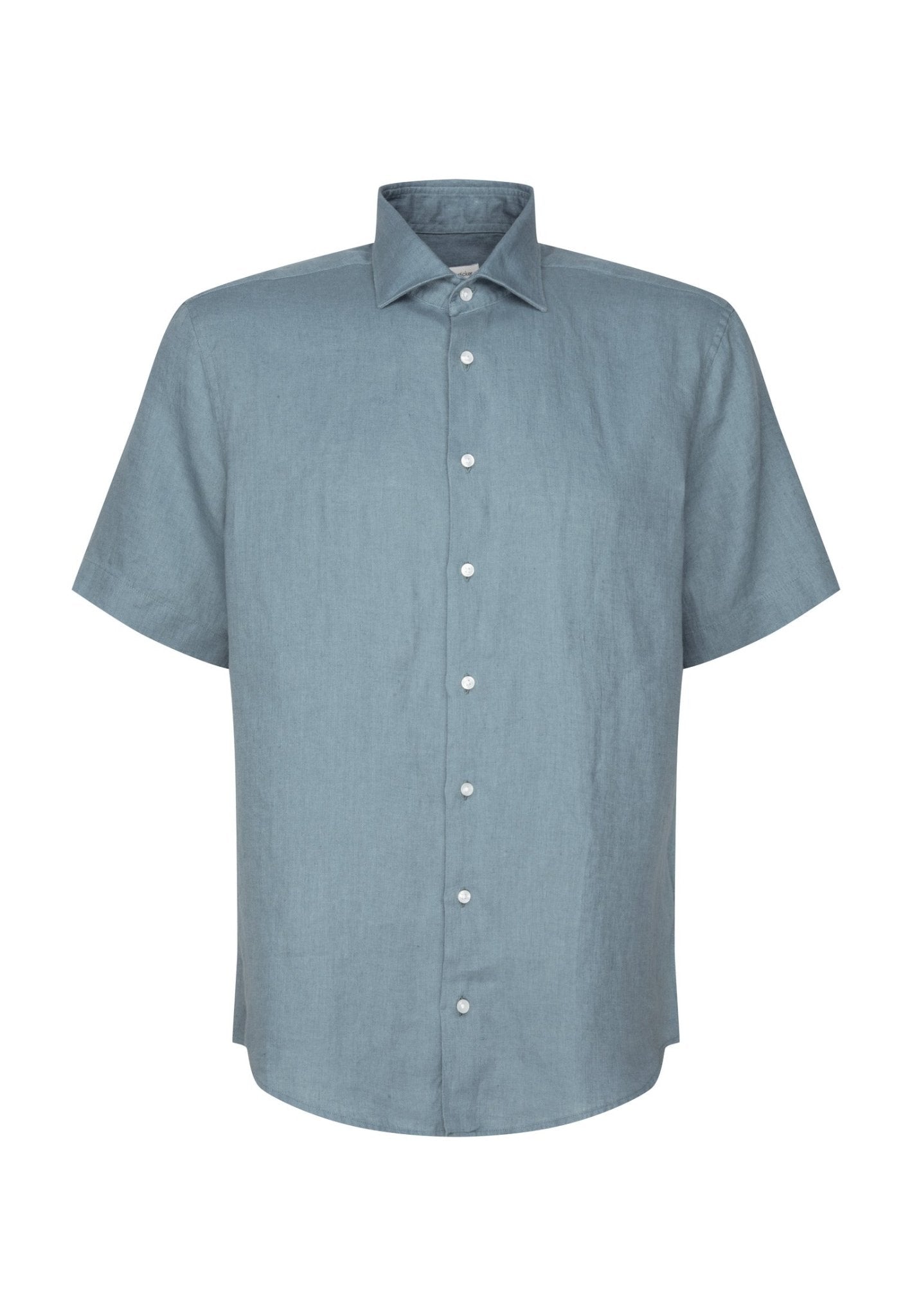Seidensticker S/S Pure Linen Regular Fit Shirt Sage - Mens Den