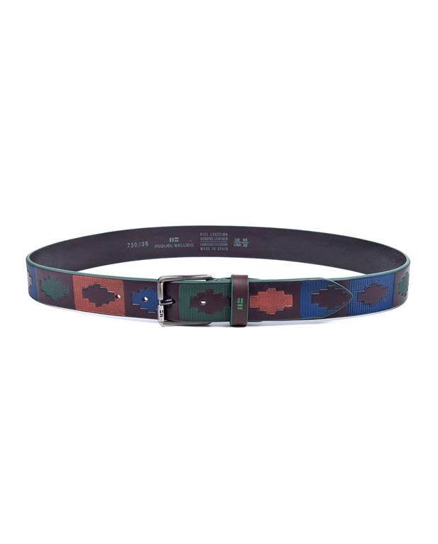 Multicolored belt with a pattern on a white background