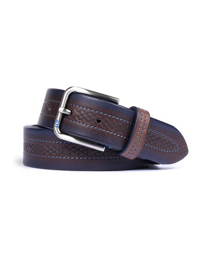 Miguel Bellido Patterned Dress Belt  | Made in Spain Dk Brown