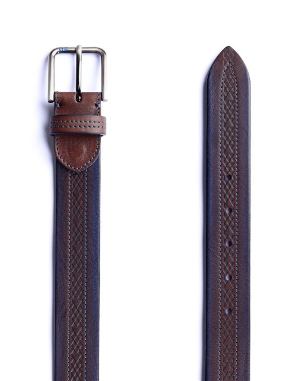 Miguel Bellido Patterned Dress Belt  | Made in Spain Dk Brown