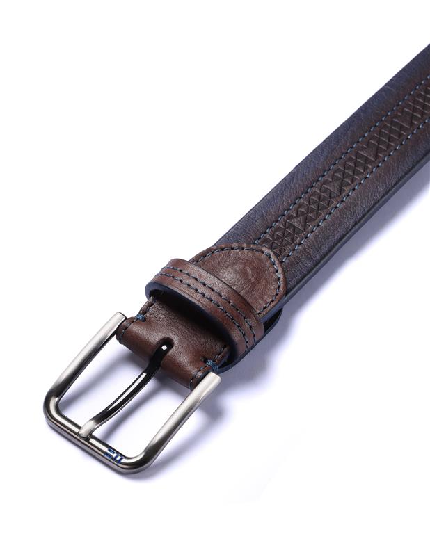 Miguel Bellido Patterned Dress Belt  | Made in Spain Dk Brown