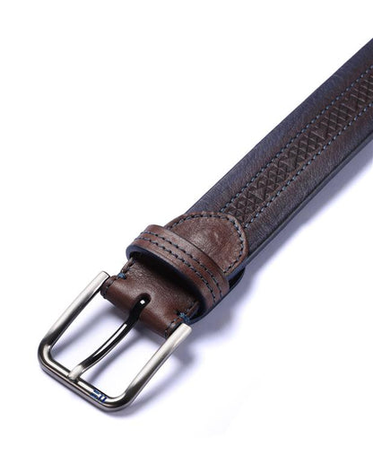 Miguel Bellido Patterned Dress Belt  | Made in Spain Dk Brown