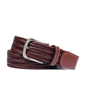 Miguel Bellido Elastic Braided Leather Belt | Made in Spain Brown