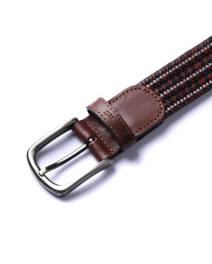 Miguel Bellido Elastic Braided Leather Belt | Made in Spain Navy/Tan
