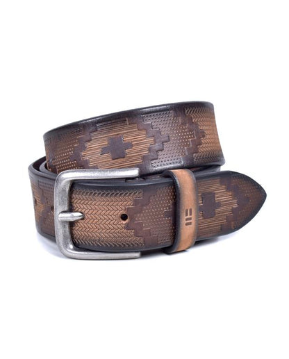 Miguel Bellido Aztec Patterned Jeans Belt  | Made in Spain Lt Brown