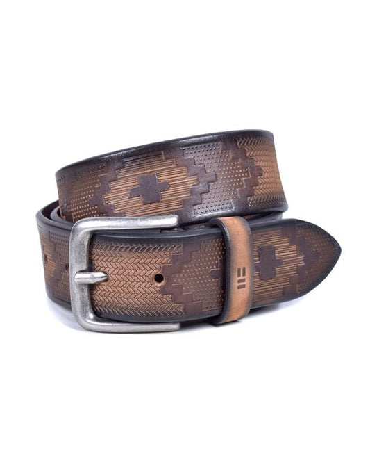 Miguel Bellido Aztec Patterned Jeans Belt  | Made in Spain Lt Brown