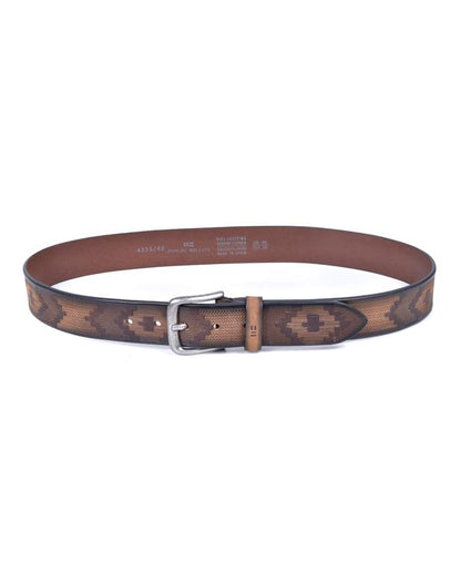 Miguel Bellido Aztec Patterned Jeans Belt  | Made in Spain Lt Brown