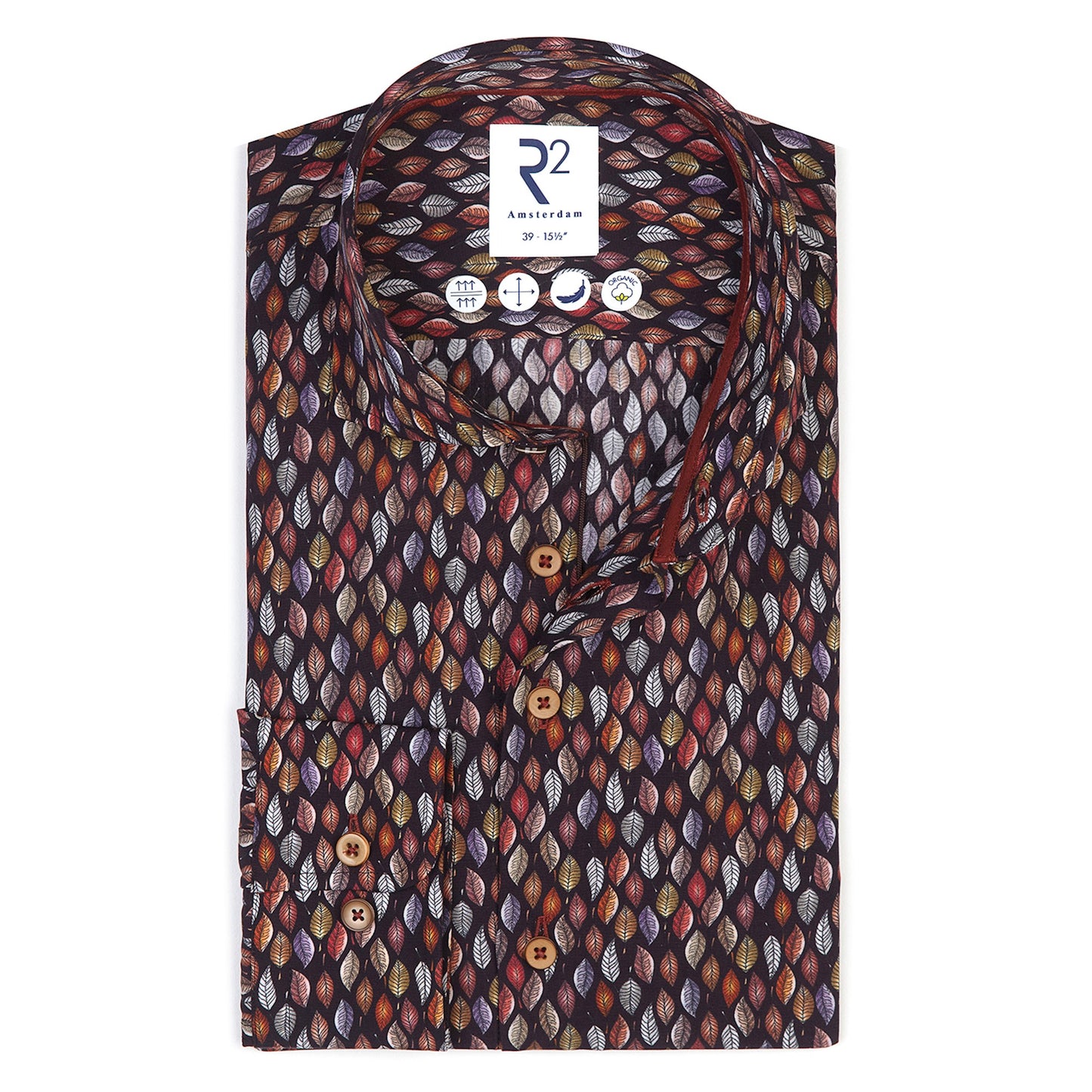 R2 Amsterdam L/S Leaf Print Shirt