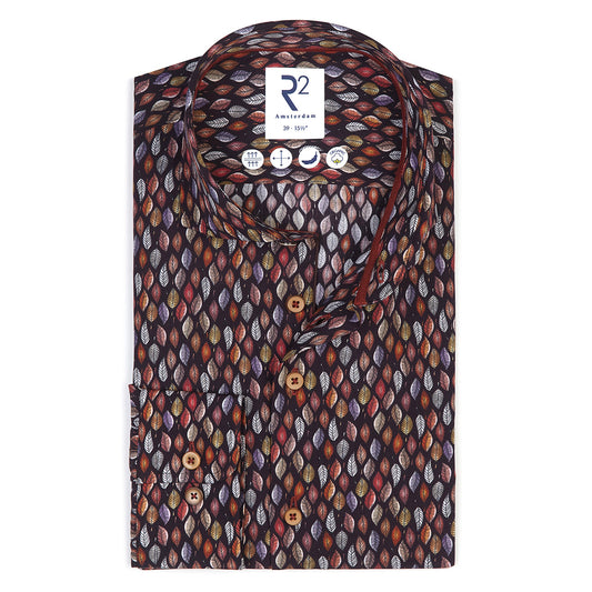R2 Amsterdam L/S Leaf Print Shirt