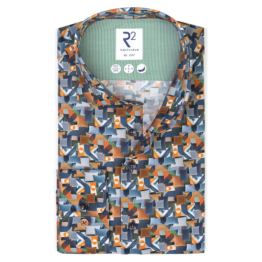 R2 Amsterdam Pillow Print Cotton Stretch Shirt