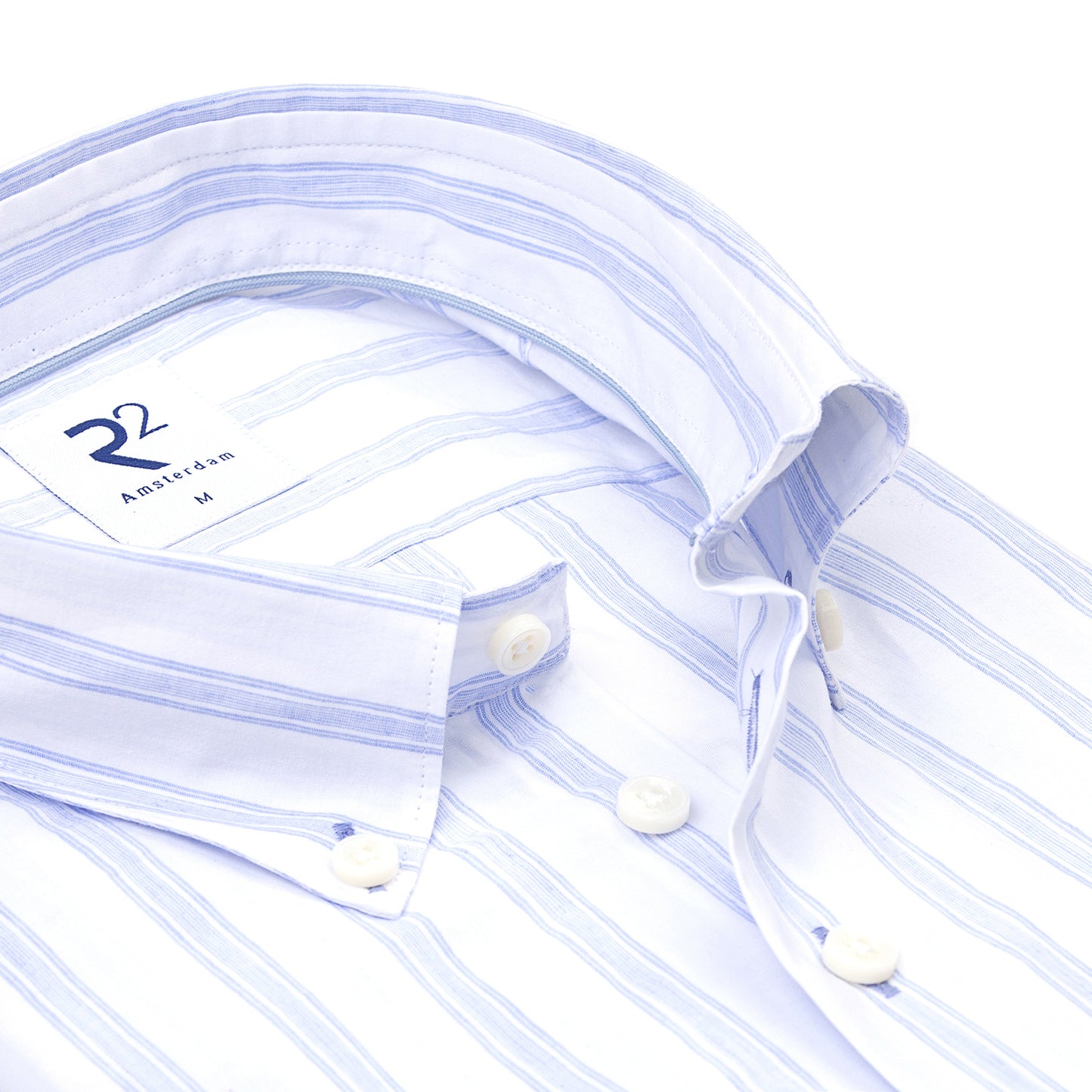 R2 Amsterdam Cotton Linen Stripe Shirt | Modern Fit Long Sleeve