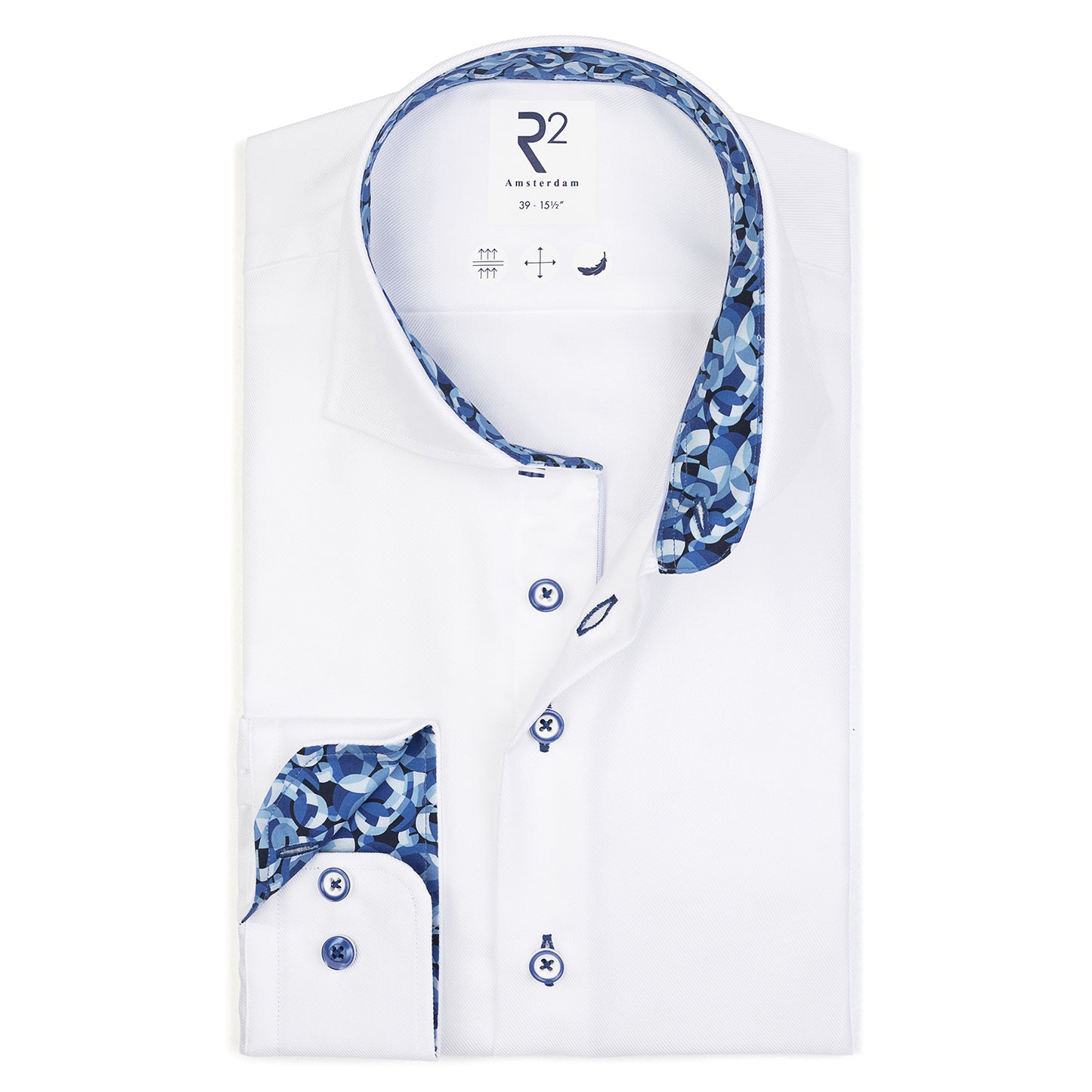 R2 Amsterdam Organic Cotton White Twill Shirt | Stretch Modern Fit Long Sleeve