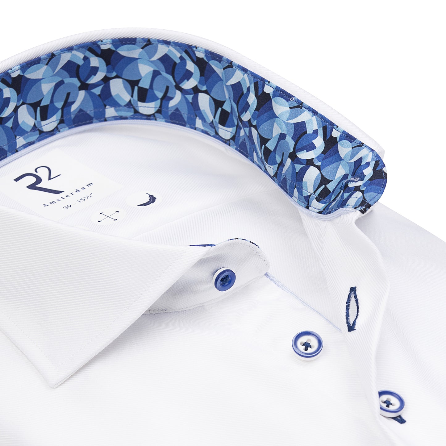 R2 Amsterdam Organic Cotton White Twill Shirt | Stretch Modern Fit Long Sleeve