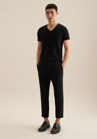 Seidensticker S/S V/Neck Cotton T-Shirt Black