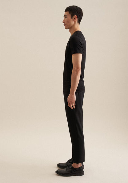 Seidensticker S/S V/Neck Cotton T-Shirt Black