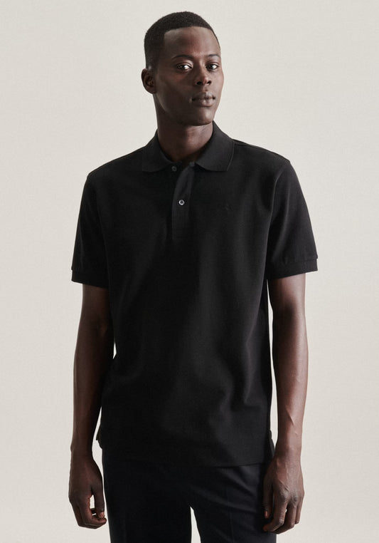 Seidensticker S/S Button Pique Polo Shirt Black