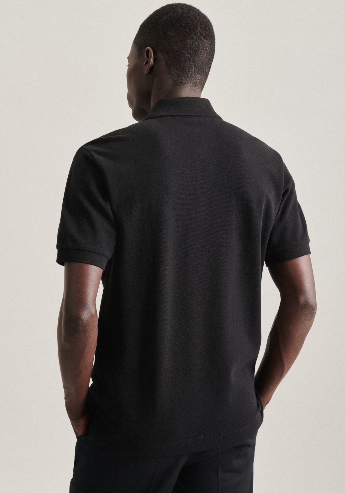 Seidensticker S/S Button Pique Polo Shirt Black