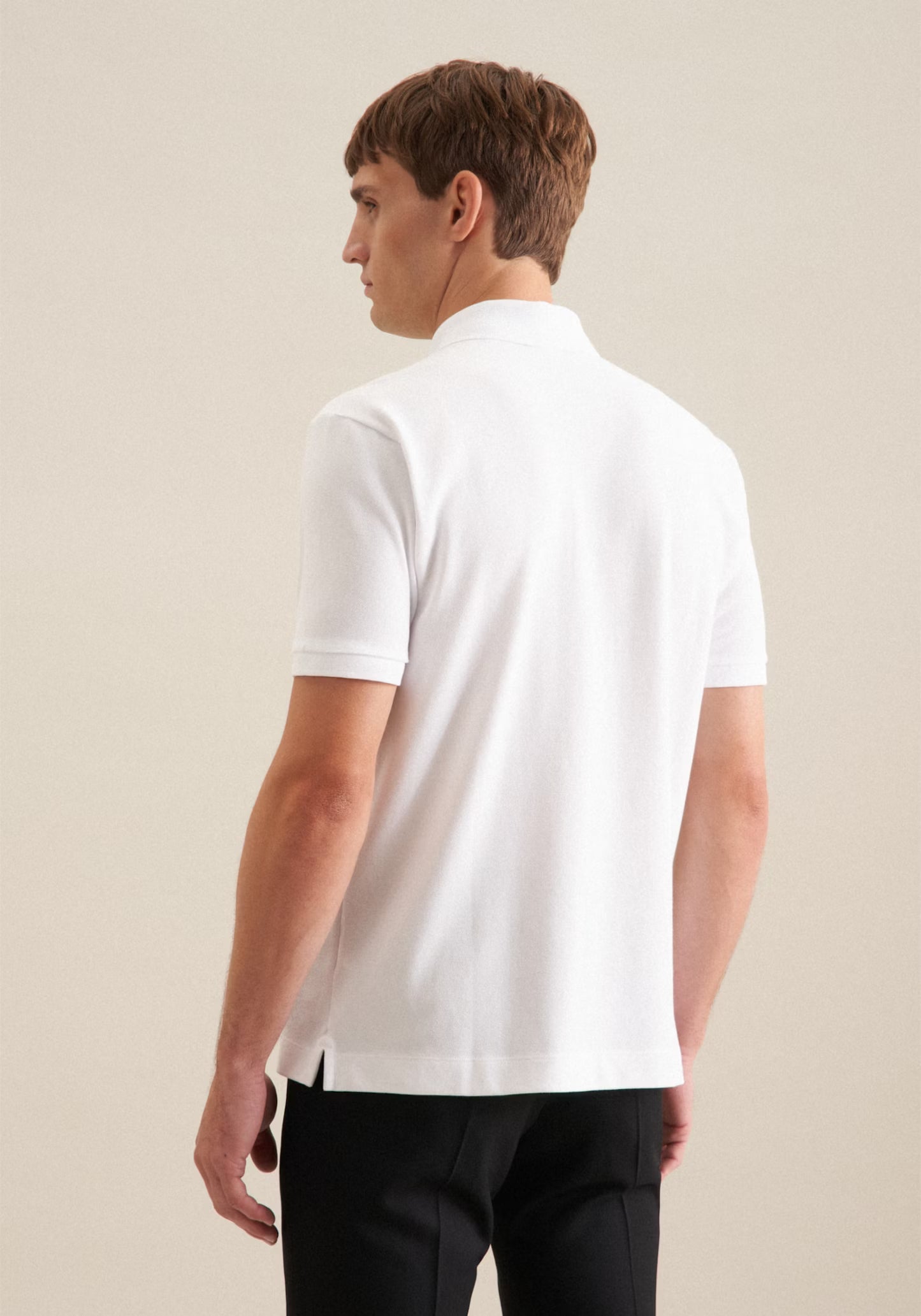 Seidensticker S/S Button Pique Polo Shirt White