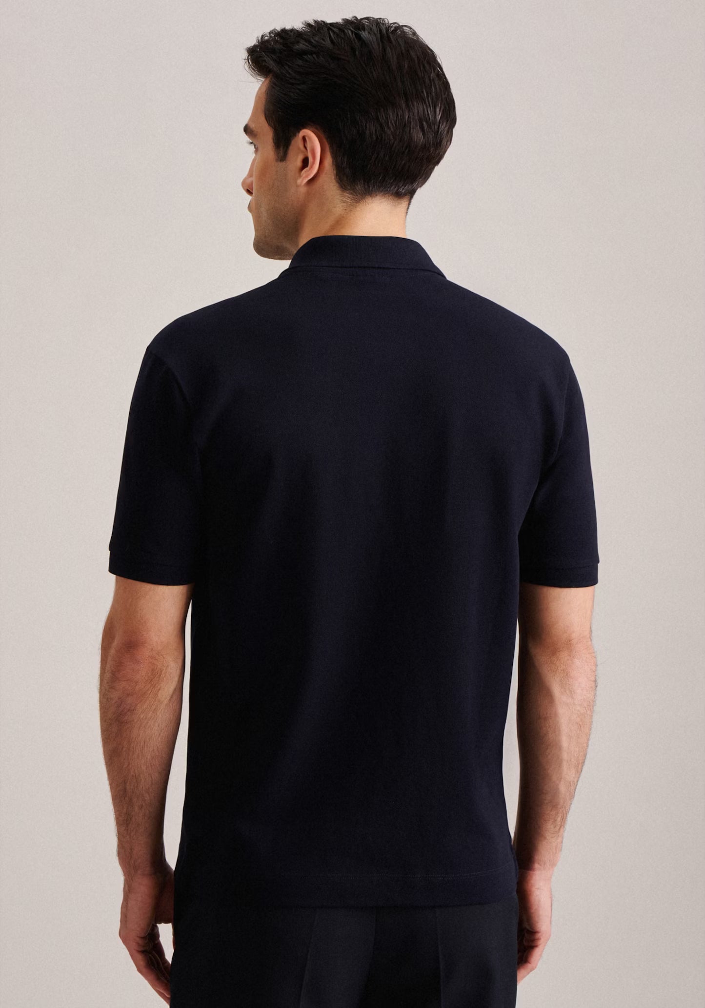 Seidensticker S/S Button Pique Polo Shirt Navy