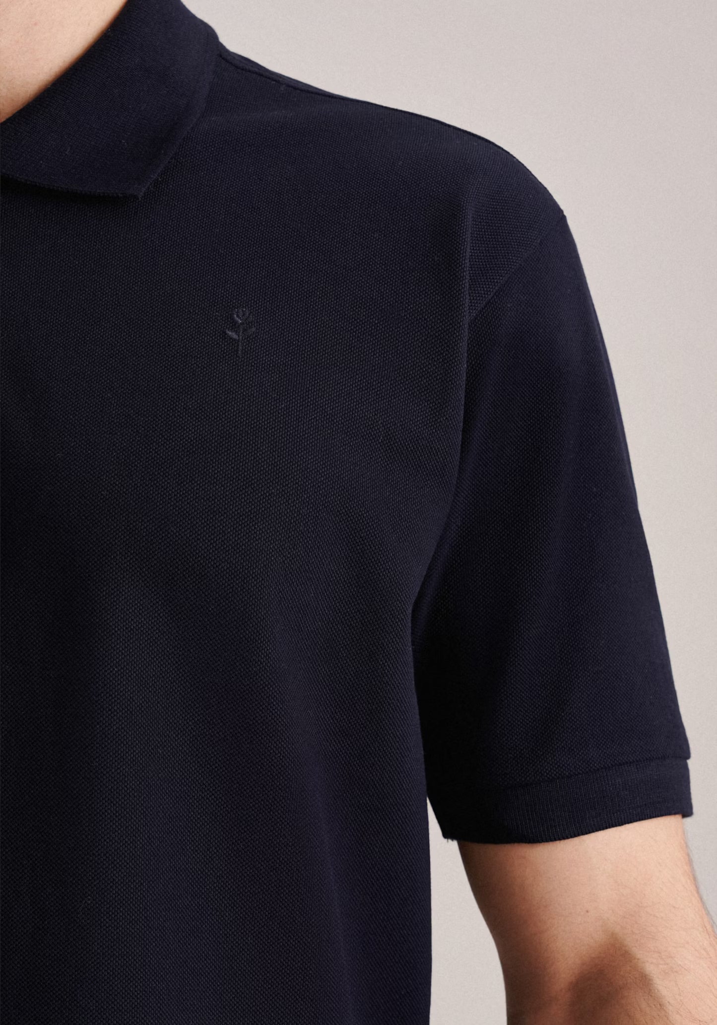 Seidensticker S/S Button Pique Polo Shirt Navy