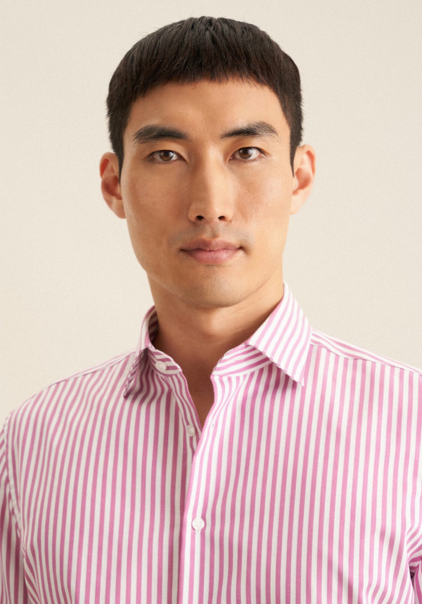 Seidensticker Pink Wrinkle-Free Cotton Stripe Slim Fit Shirt — Classic Business Dress Shirt