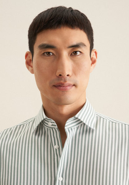 Seidensticker Sage Wrinkle-Free Cotton Stripe Slim Fit Shirt — Classic Business Dress Shirt