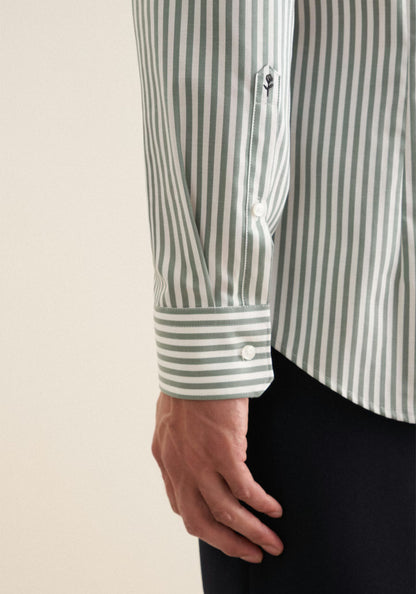 Seidensticker Sage Wrinkle-Free Cotton Stripe Slim Fit Shirt — Classic Business Dress Shirt