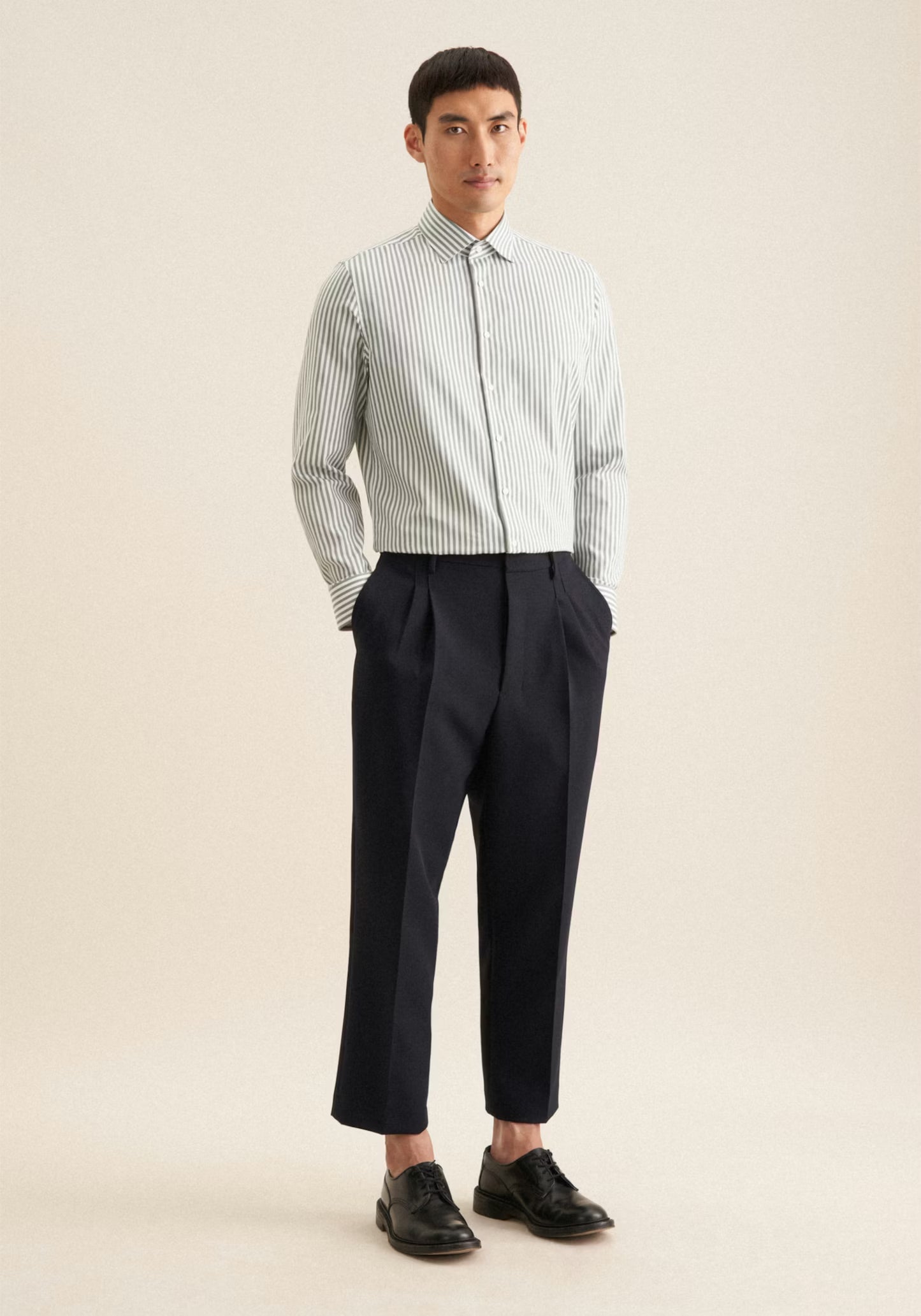 Seidensticker Sage Wrinkle-Free Cotton Stripe Slim Fit Shirt — Classic Business Dress Shirt