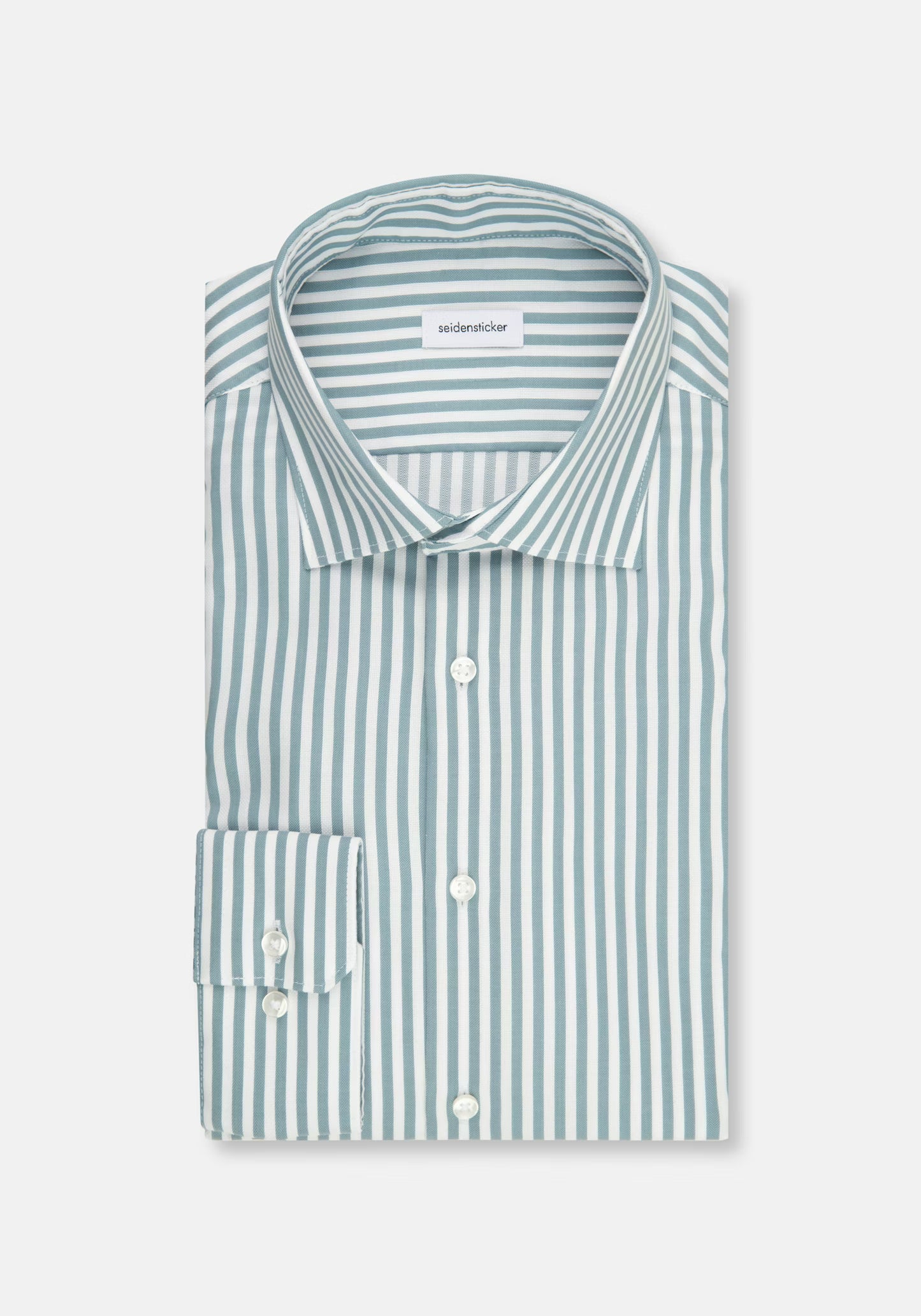 Seidensticker Sage Wrinkle-Free Cotton Stripe Slim Fit Shirt — Classic Business Dress Shirt