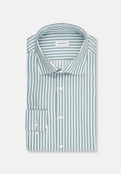 Seidensticker Sage Wrinkle-Free Cotton Stripe Slim Fit Shirt — Classic Business Dress Shirt