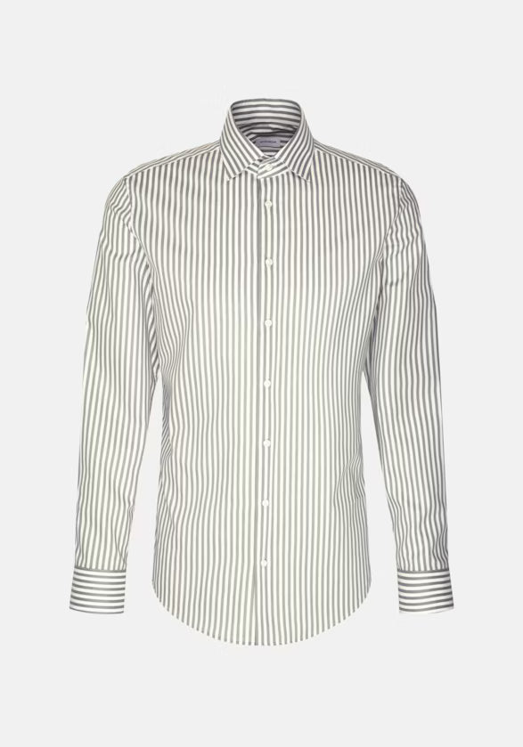 Seidensticker Sage Wrinkle-Free Cotton Stripe Slim Fit Shirt — Classic Business Dress Shirt