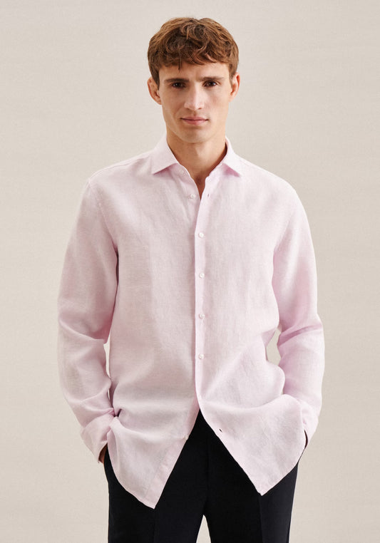 Seidensticker L/S Pure Linen Regular Fit Shirt Pink